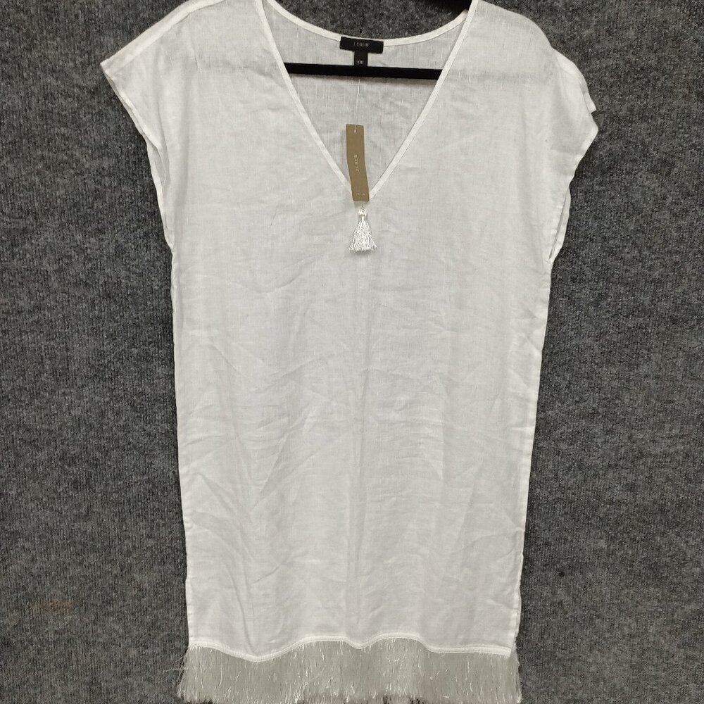 Women's J Crew Beachwear White Linen Cover Up Size XXS
